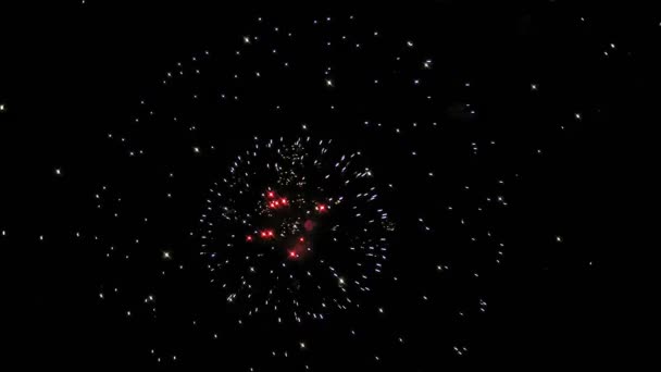 A tűzijáték káprázatos kijelzővel világítja meg az eget — Stock videók