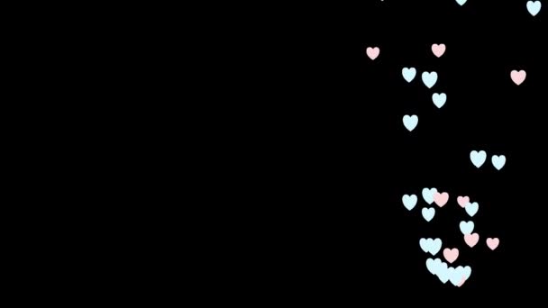 Flying hearts on a transparent background. 2d illustrated animation — 비디오