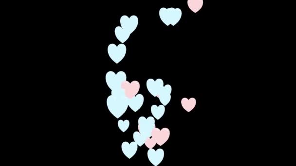 Coeurs volants sur un fond transparent. Animation illustrée 2d 