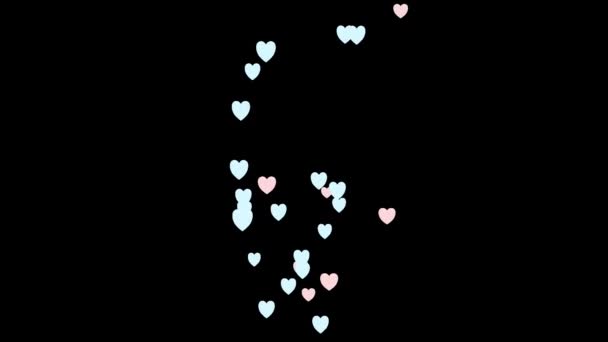 Flying hearts on a transparent background. 2d illustrated animation — 비디오