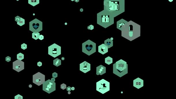Abstract background Animation movement of medical icons for futuristic cyber technology — 비디오