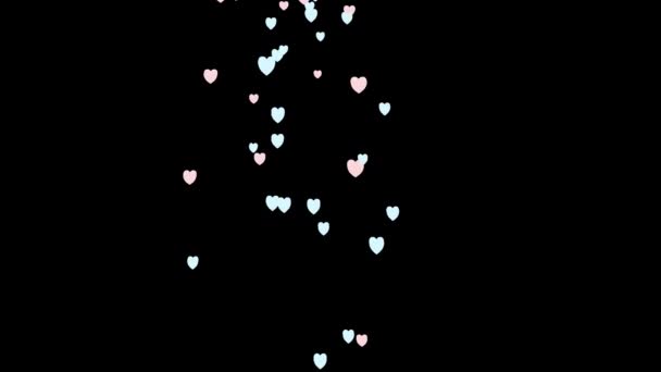 Coeurs volants sur un fond transparent. Animation illustrée 2d — Video