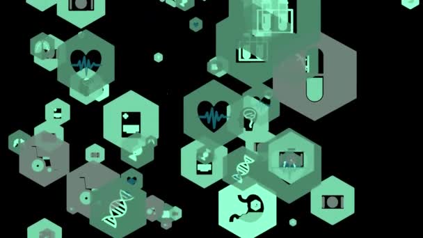 Abstract background Animation movement of medical icons for futuristic cyber technology — 비디오