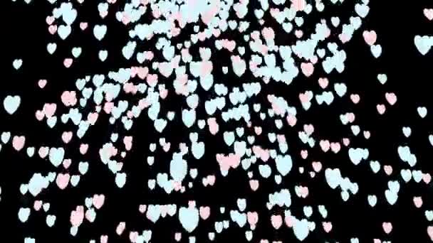 Coeurs volants sur un fond transparent. Animation illustrée 2d — Video