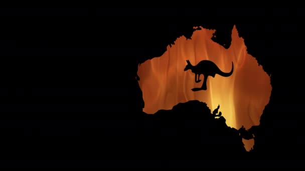 Fires in Australia. Video in motion vector illustration. — Stock Video