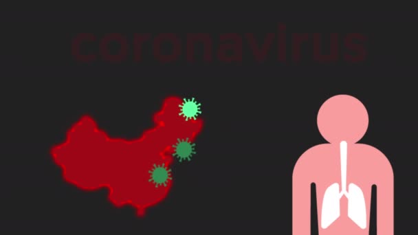 Epidemiczny koronawirus w Chinach. Film animowany — Wideo stockowe