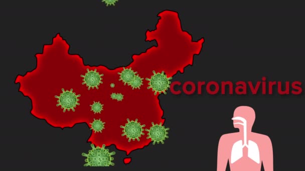 Incoronavirus epidemico in Cina. Video di animazione — Video Stock