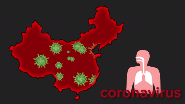 Coronavírus epidêmico na China. Animação de vídeo — Vídeo de Stock