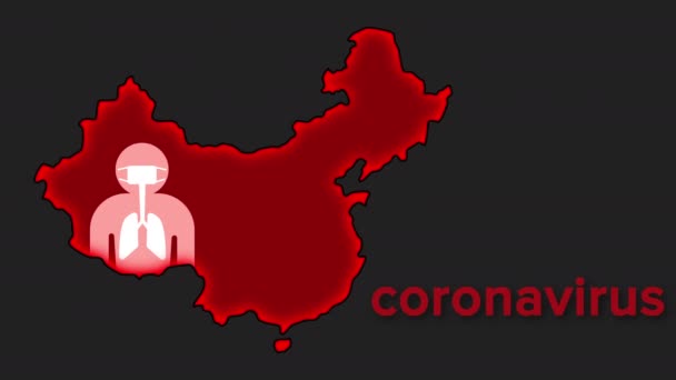 Coronavírus epidêmico na China. Animação de vídeo — Vídeo de Stock