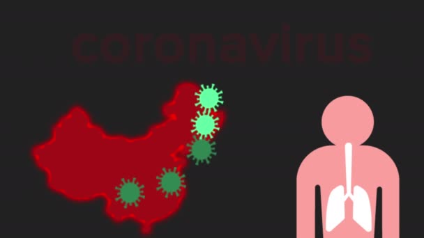 Járványos koronavírus Kínában. Animációs videó — Stock videók
