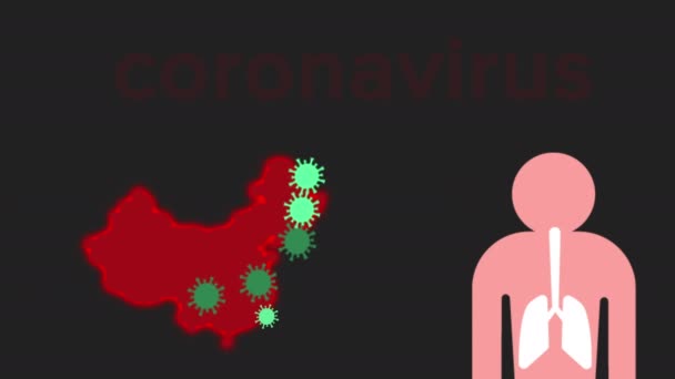 Epidemiczny koronawirus w Chinach. Film animowany — Wideo stockowe