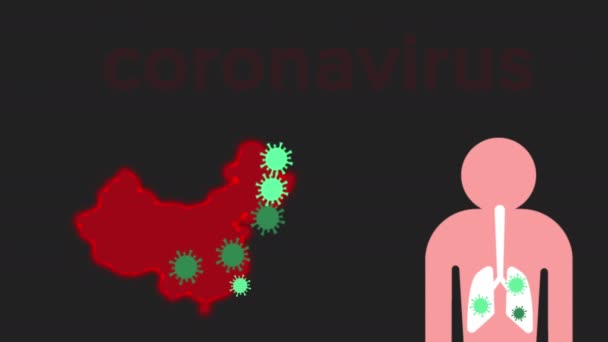 Επιδημικός κορωνοϊός στην Κίνα. Βίντεο κινουμένων σχεδίων — Αρχείο Βίντεο