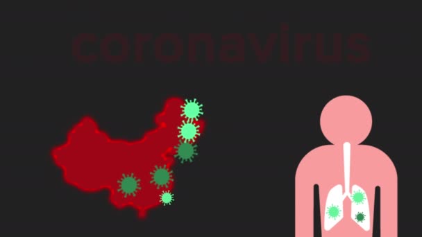 Epidemie koronaviru v Číně. Animační video — Stock video