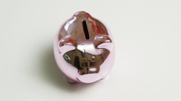Piggy bank pink pig. Investments and business. Man and money — Stock Video