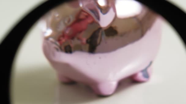 Sparschwein rosa Schwein. Investitionen und Unternehmen. Mensch und Geld — Stockvideo