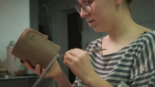 Bir seramikçinin işi. çömlek yapmak — Stok video