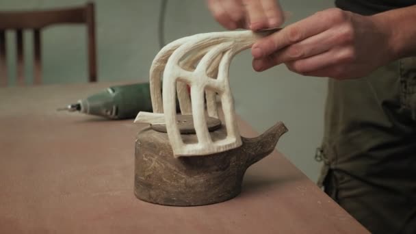 Ceramic workshop. making pottery — Stock Video