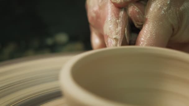 Work on the pottery wheel. making pottery — Stock Video