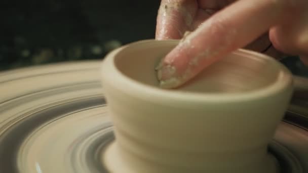 Work on the pottery wheel. making pottery — Stock Video