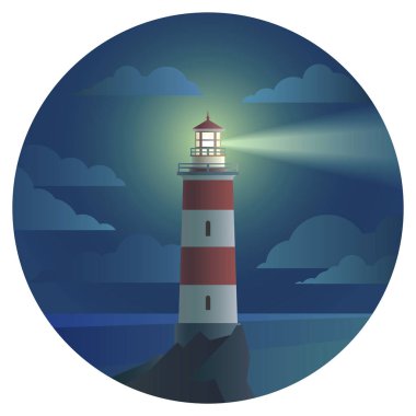 manzara yuvarlak simge ile deniz feneri