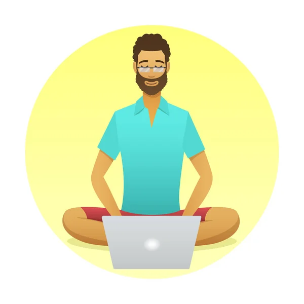 Adam bir yoga poz tarzı ile iş yerinde rahatlatıcı