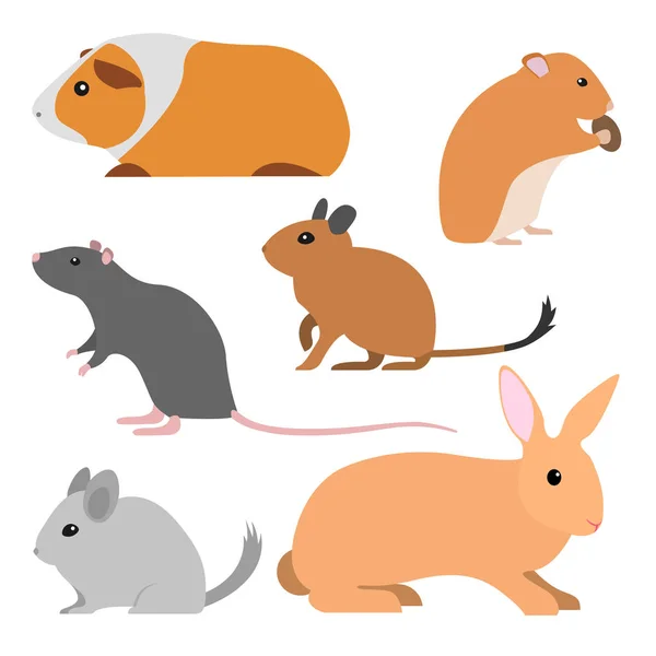 Set of cute vector rodents — Stock Vector