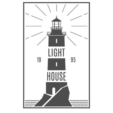 Deniz feneri retro siyah logosu.