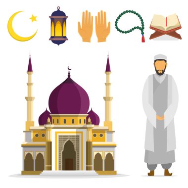 Set of Islamic religious symbols. clipart