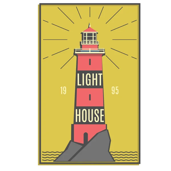 Deniz feneri retro kırmızı logo.