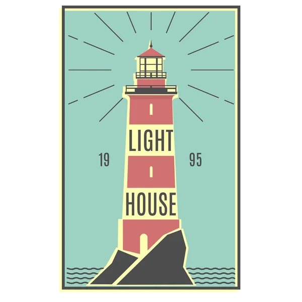 Deniz feneri retro kırmızı logo.