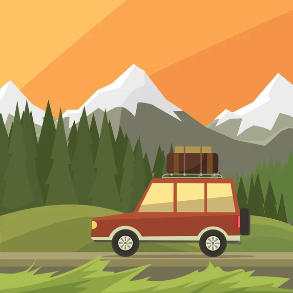 Paseos en jeep por sendero todoterreno , — Vector de stock