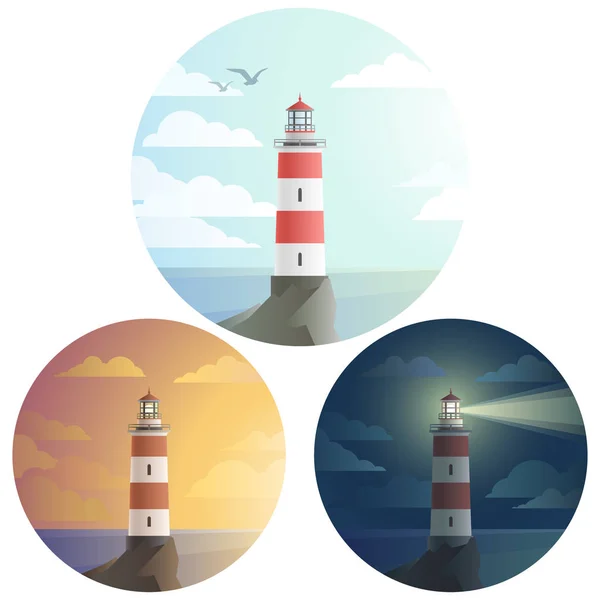 Conjunto de iconos de faros altos — Vector de stock