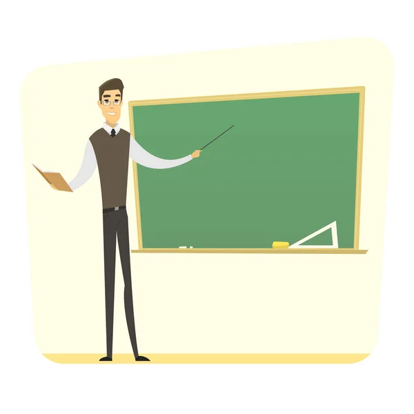 Karikatura mužského učitel s tabule — Stockový vektor