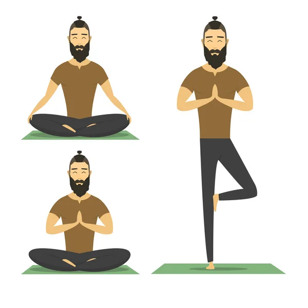 Yoga man isolerade på vit bakgrund — Stock vektor
