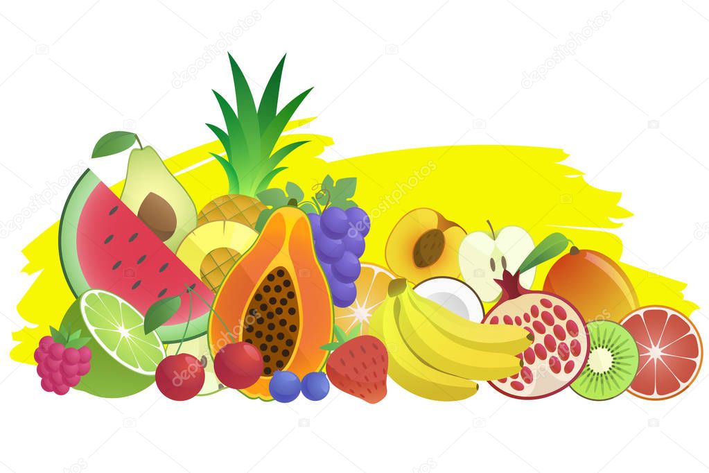 Vector fruits banner.