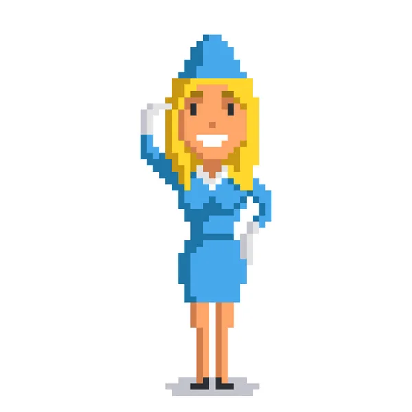 Stewardess pixel art — Stockvector