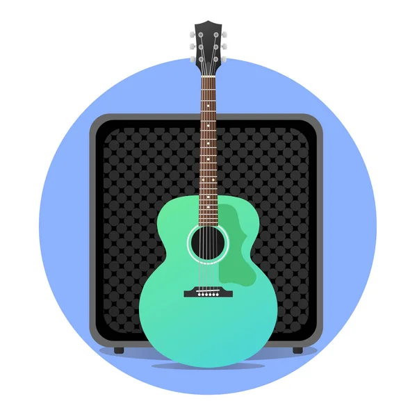 파란 전기 어쿠스틱 기타 앰프 — 스톡 사진