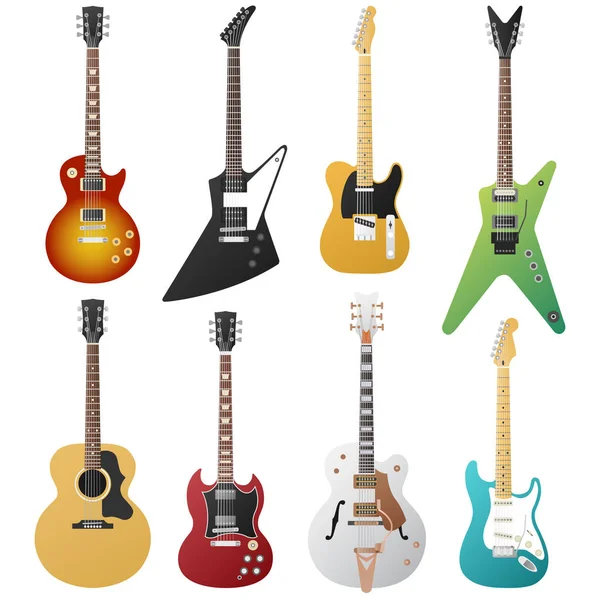 Coleção de guitarras elétricas — Vetor de Stock