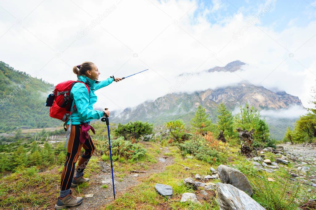 Trekker with backpack