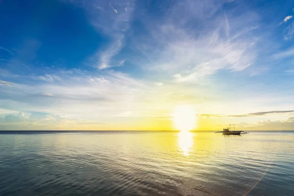 Traditional Philippino Boat Sea Beautiful Sunset — Stock Photo, Image