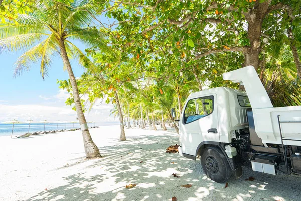 Camión Playa Vehículo Comercial Pista Para Basura Playa — Foto de Stock