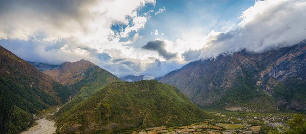 Panorama Mountains Pisang Nepal — Stock Photo, Image
