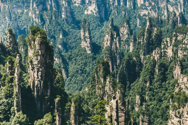 Rock column mountain. Zhangjiajie National Forest Park was officially recognized as a UNESCO World Heritage Site - China. Selective focus.