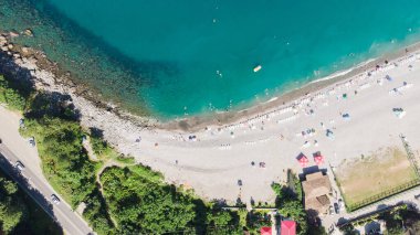 Kvariati 'deki sahil manzarası. Batumi, Georgia.
