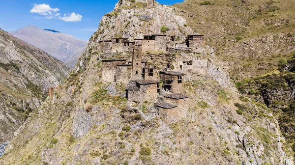 Ancient City Fortress Mutso Khevsureti Georgia Vista Aérea — Fotografia de Stock