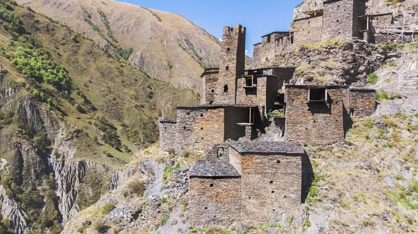 Ancient City Fortress Mutso Khevsureti Georgia Vista Aérea — Fotografia de Stock