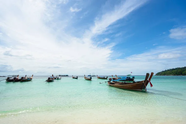 Longtail Boats Sea Pattaya Beach Koh Lipe Thailand — Stock Photo, Image