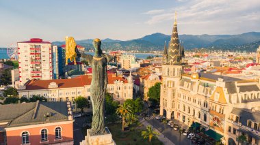 Monument to Medea on Europe Square in Batumi, Georgia, aerial view. clipart