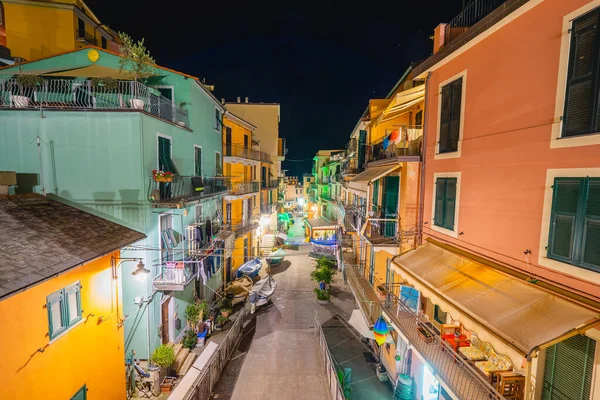 Stadsbilden Gammal Gata Natten Manarola Italien — Stockfoto