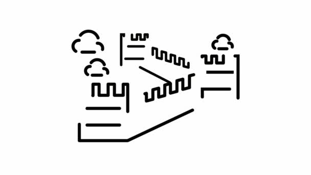 中国的长城 2d 轮廓图标动画 — 图库视频影像